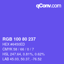 颜色代码: RGB 100 80 237 | qconv.com