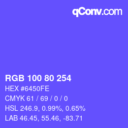 カラーコード: RGB 100 80 254 | qconv.com