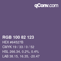 Código de color: RGB 100 82 123 | qconv.com