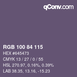 颜色代码: RGB 100 84 115 | qconv.com