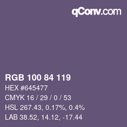 Color code: RGB 100 84 119 | qconv.com