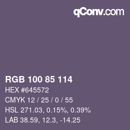 カラーコード: RGB 100 85 114 | qconv.com
