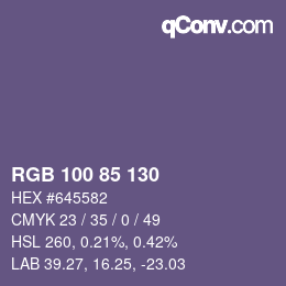 Farbcode: RGB 100 85 130 | qconv.com