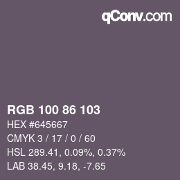 颜色代码: RGB 100 86 103 | qconv.com