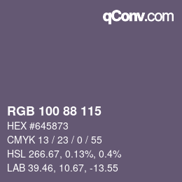 Farbcode: RGB 100 88 115 | qconv.com