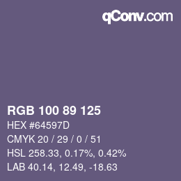 Color code: RGB 100 89 125 | qconv.com
