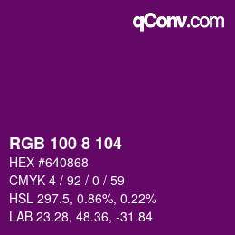 Color code: RGB 100 8 104 | qconv.com