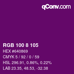 Color code: RGB 100 8 105 | qconv.com