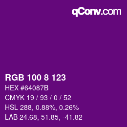 Color code: RGB 100 8 123 | qconv.com