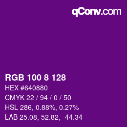 カラーコード: RGB 100 8 128 | qconv.com