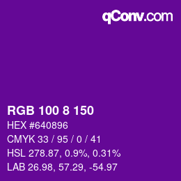 颜色代码: RGB 100 8 150 | qconv.com