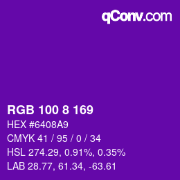 Color code: RGB 100 8 169 | qconv.com