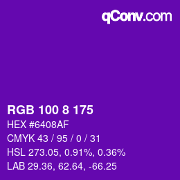 Color code: RGB 100 8 175 | qconv.com
