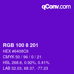 Color code: RGB 100 8 201 | qconv.com