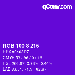 カラーコード: RGB 100 8 215 | qconv.com