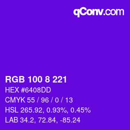 Color code: RGB 100 8 221 | qconv.com
