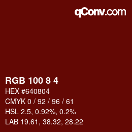 Color code: RGB 100 8 4 | qconv.com
