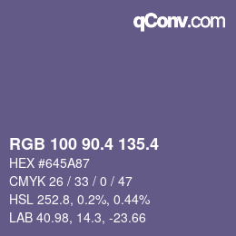 カラーコード: RGB 100 90.4 135.4 | qconv.com