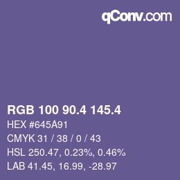 カラーコード: RGB 100 90.4 145.4 | qconv.com