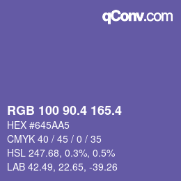 カラーコード: RGB 100 90.4 165.4 | qconv.com
