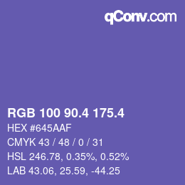 カラーコード: RGB 100 90.4 175.4 | qconv.com