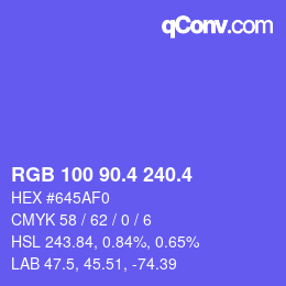 カラーコード: RGB 100 90.4 240.4 | qconv.com