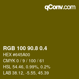 カラーコード: RGB 100 90.8 0.4 | qconv.com
