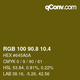 カラーコード: RGB 100 90.8 10.4 | qconv.com