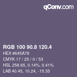 カラーコード: RGB 100 90.8 120.4 | qconv.com