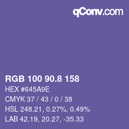 カラーコード: RGB 100 90.8 158 | qconv.com