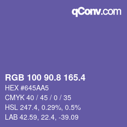 カラーコード: RGB 100 90.8 165.4 | qconv.com