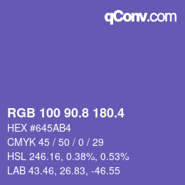 カラーコード: RGB 100 90.8 180.4 | qconv.com