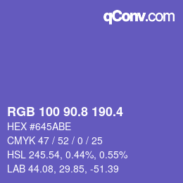 カラーコード: RGB 100 90.8 190.4 | qconv.com