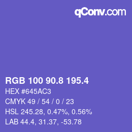カラーコード: RGB 100 90.8 195.4 | qconv.com