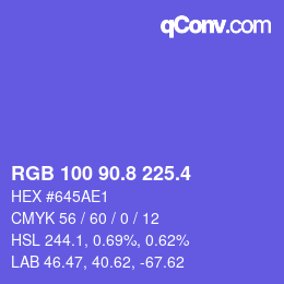 カラーコード: RGB 100 90.8 225.4 | qconv.com