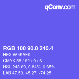 カラーコード: RGB 100 90.8 240.4 | qconv.com