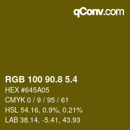 カラーコード: RGB 100 90.8 5.4 | qconv.com