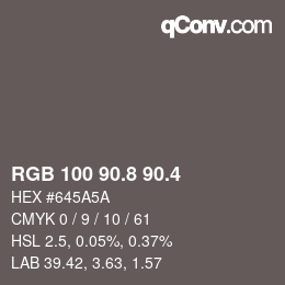 カラーコード: RGB 100 90.8 90.4 | qconv.com