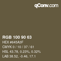 カラーコード: RGB 100 90 63 | qconv.com