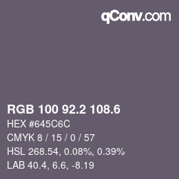 カラーコード: RGB 100 92.2 108.6 | qconv.com