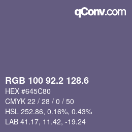 カラーコード: RGB 100 92.2 128.6 | qconv.com