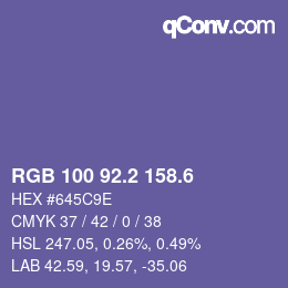 カラーコード: RGB 100 92.2 158.6 | qconv.com