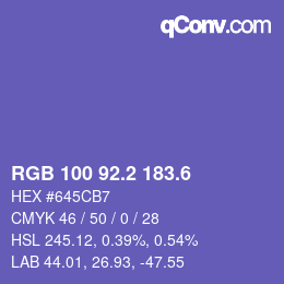 カラーコード: RGB 100 92.2 183.6 | qconv.com