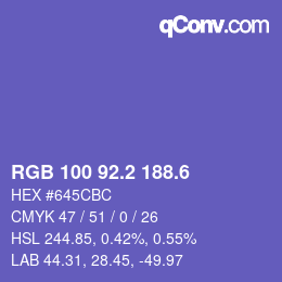 カラーコード: RGB 100 92.2 188.6 | qconv.com