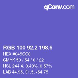 カラーコード: RGB 100 92.2 198.6 | qconv.com