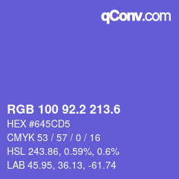 カラーコード: RGB 100 92.2 213.6 | qconv.com