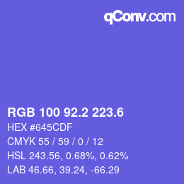 カラーコード: RGB 100 92.2 223.6 | qconv.com