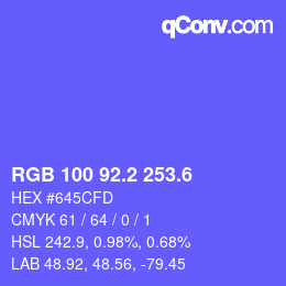 カラーコード: RGB 100 92.2 253.6 | qconv.com