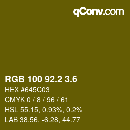 カラーコード: RGB 100 92.2 3.6 | qconv.com
