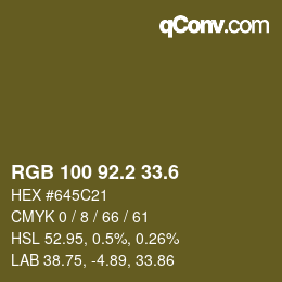 カラーコード: RGB 100 92.2 33.6 | qconv.com
